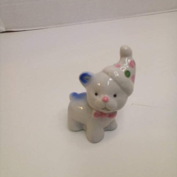 Ceramic Teddy Bear Party Hat Vintage Cute 3" Tall Home Decor - Picture 2 of 11